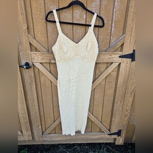 Future Collective Jenny K Lopez Sweetheart Open-Work Stitch Midi Dress